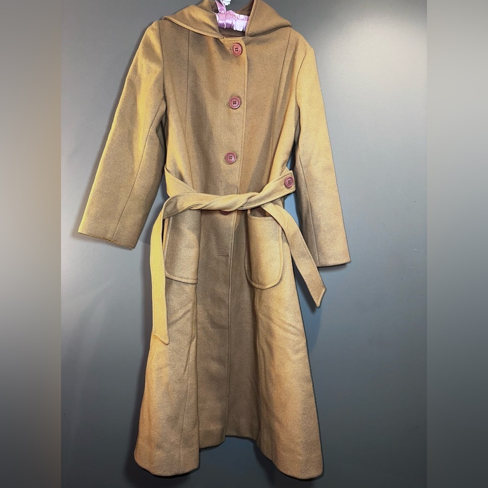 Women's Tan Hooded Coat - Picture 12 of 15